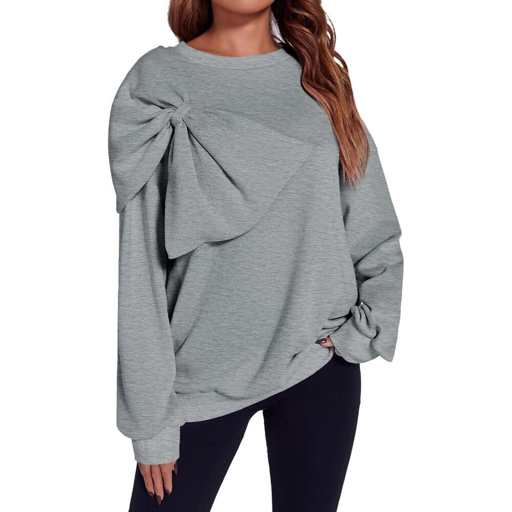 Womens Oversized Sweatshirt Polyester Long Sleeve Casual Pullover Crewneck Large